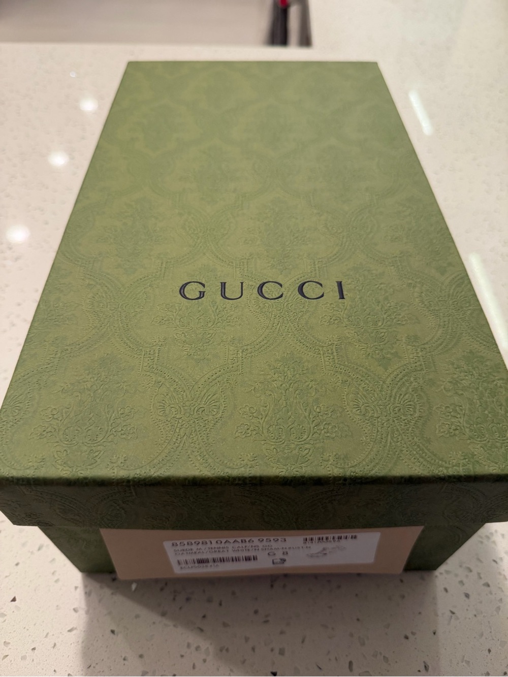 Gucci Embossed Green and Beige Shoe Box